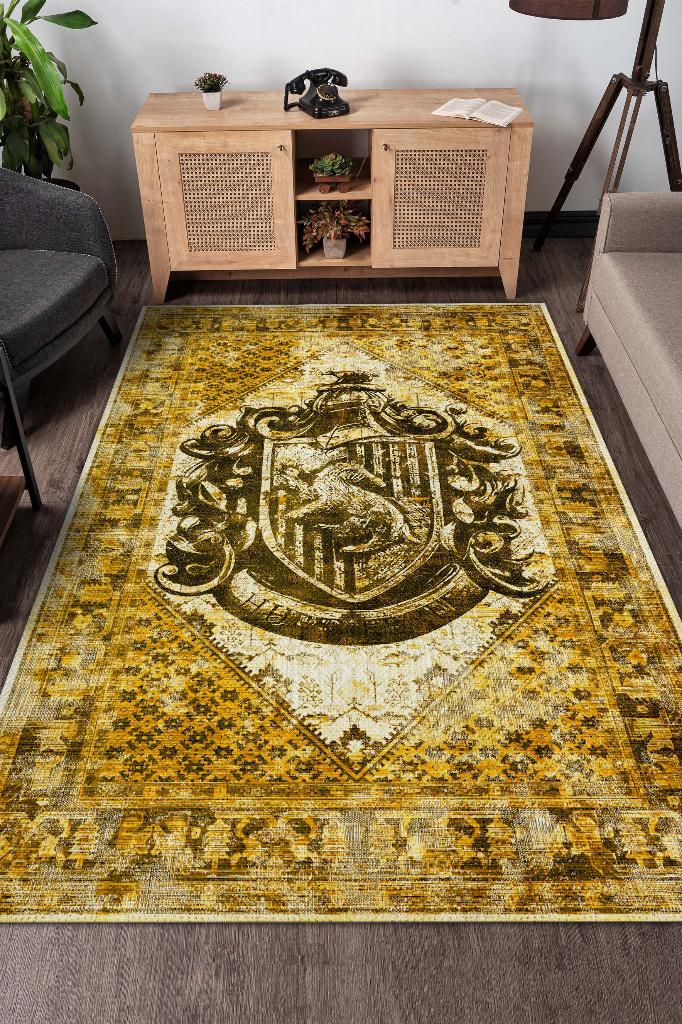 Hufflepuff Geleneksel Harry Potter Desenli Halı Çok Renkli Halı Harry Potter Film Halısı