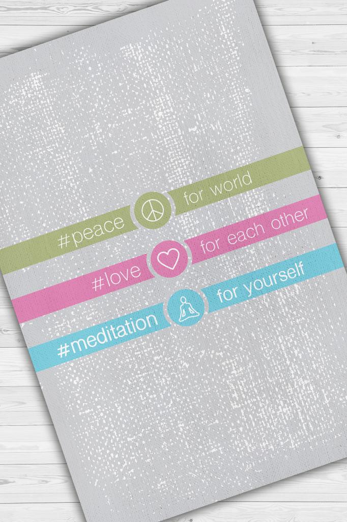 Huzur Aşk Meditasyon Gri Halı Meditasyon Halısı Özel Tasarım Halı Hediyelik Halı