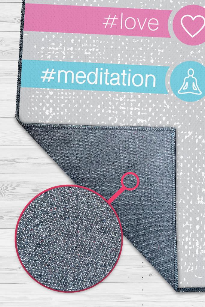 Huzur Aşk Meditasyon Gri Halı Meditasyon Halısı Özel Tasarım Halı Hediyelik Halı
