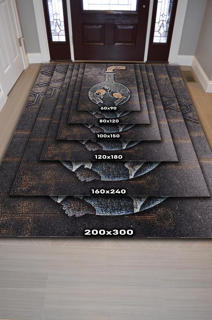 İçeriden Bakış Film Desenli Breaking Bad Film Halısı Koyu Renk Geometrik Film Serisi Halı