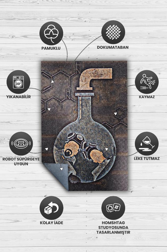 İçeriden Bakış Film Desenli Breaking Bad Film Halısı Koyu Renk Geometrik Film Serisi Halı