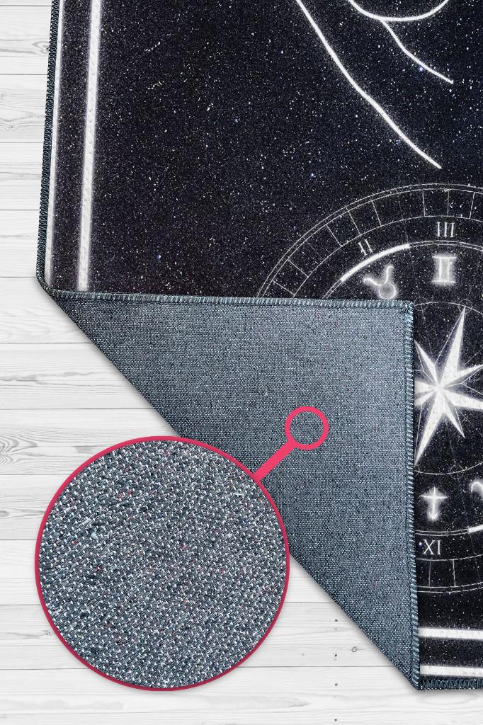 İkizler Burcu Astroloji Temalı Halı Burç Halısı İkizler Burcuna Hediye Halı Siyah Renk Halı