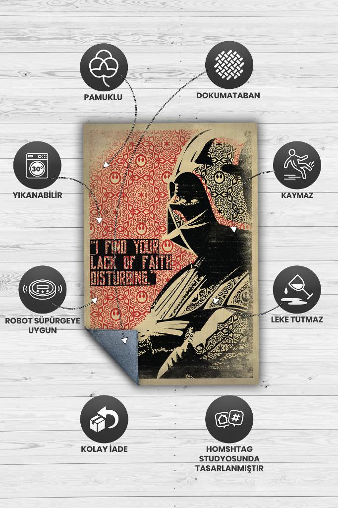 İnançsızlık Rahatsız Edici Star Wars Temalı Film Halısı Çok Renkli Star Wars Filmi Halısı