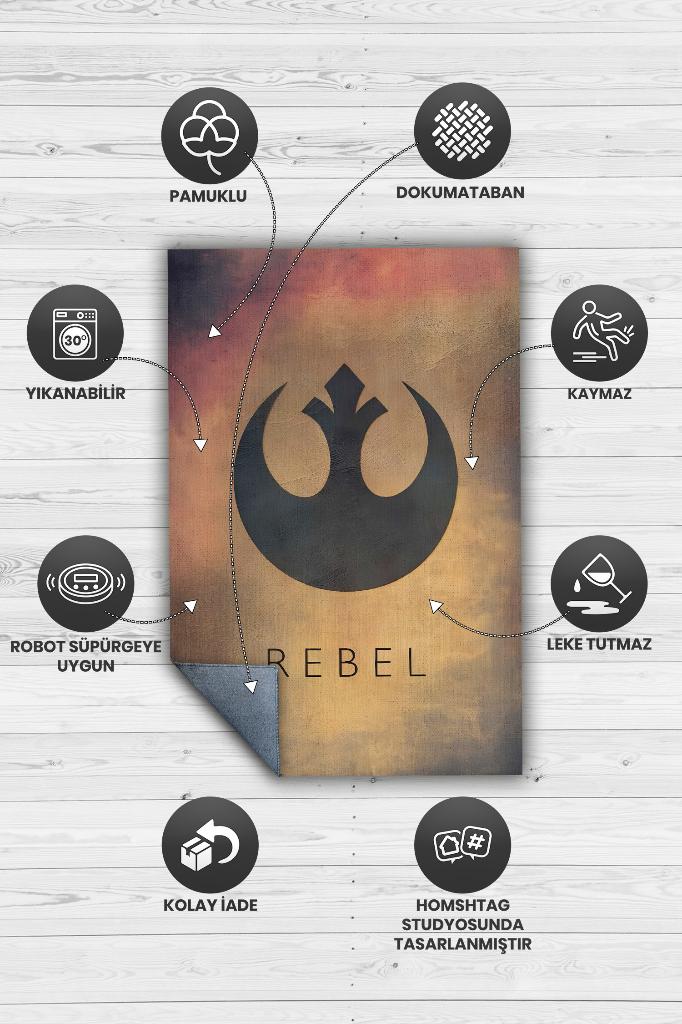 İsyankar Takım Film Halısı Star Wars Temalı Film Halısı Çok Renkli Star Wars Filmi Halısı