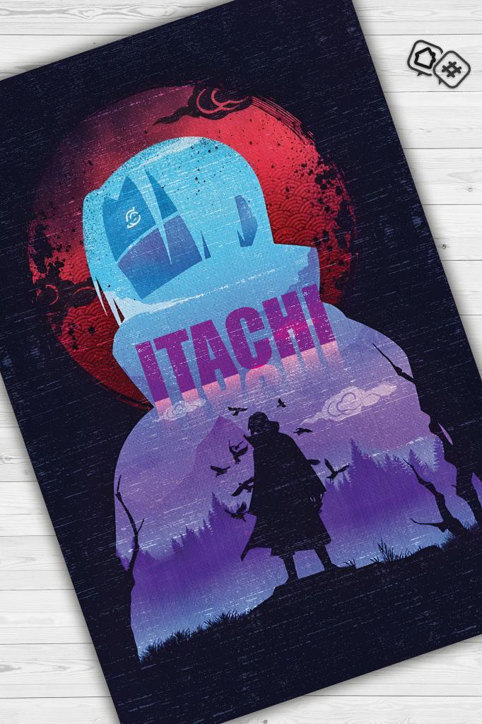 Itachi Çok Renkli Halı Modern Halı Desenli Anime Sever Halı Hediyelik Halı