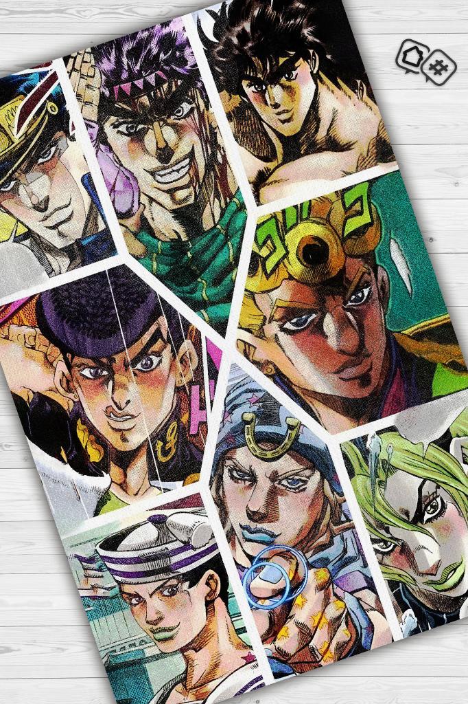 Jojo Çok Renkli Anime Halısı Modern Dokuma Taban Anime Sever Halısı Hediyelik Anime Halısı