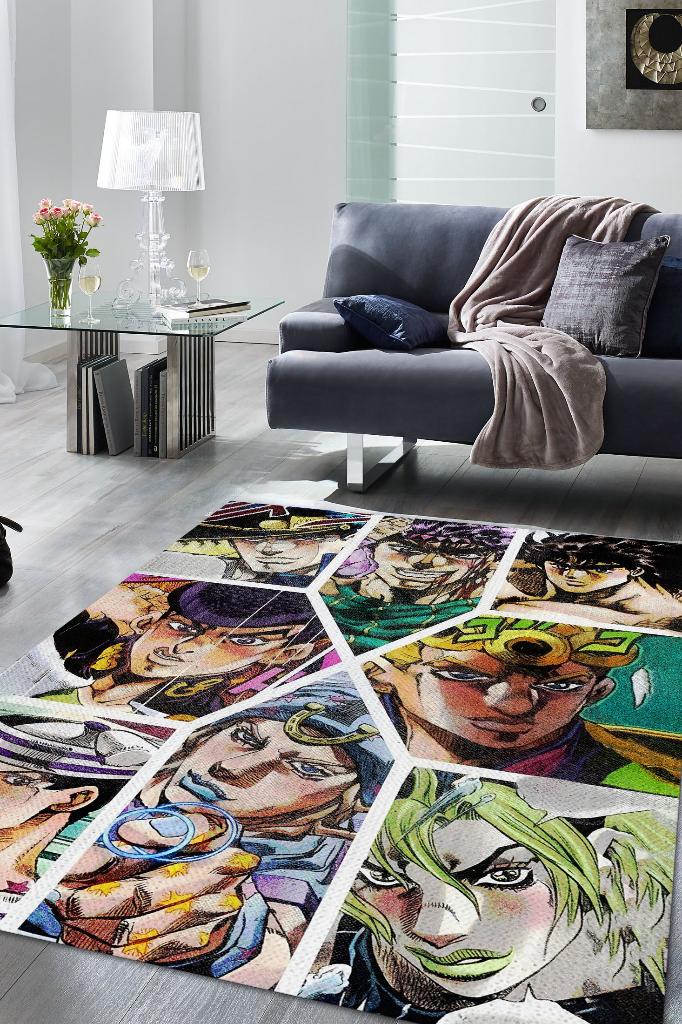 Jojo Çok Renkli Anime Halısı Modern Dokuma Taban Anime Sever Halısı Hediyelik Anime Halısı