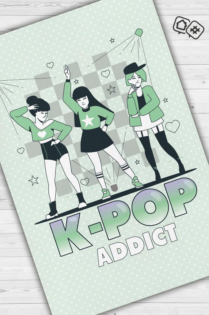 K-pop Bağımlısı Yeşil Renkli Puantiyeli Kpop Halısı Modern Müzik Sever Genç Odası Halısı