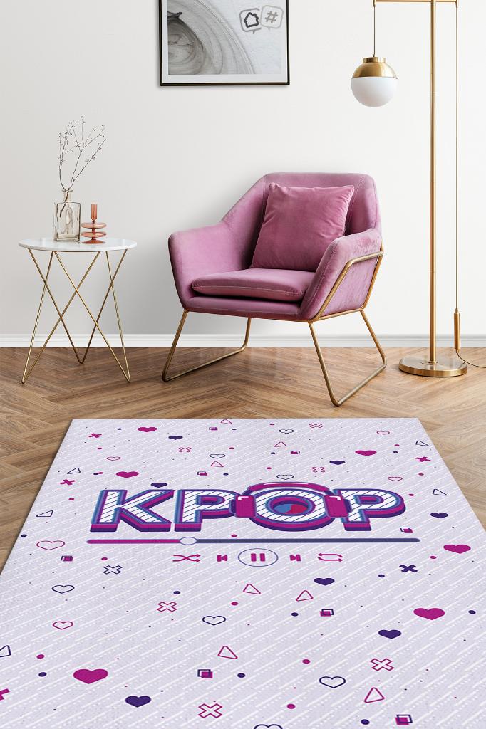K-pop Çalar Mor Renkli Halı Genç Odası Halısı Modern Hediyelik Kpop Sever Halısı Kpop Halı