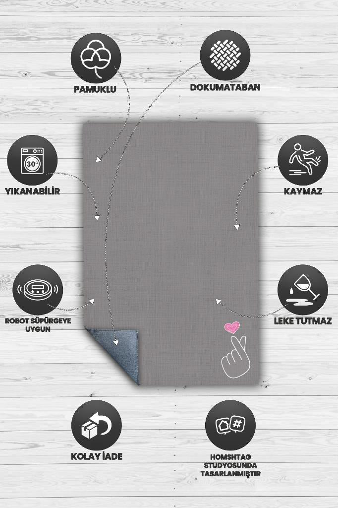 K-pop Hareketi Gri Renkli Kpop Halısı Sade Genç Odası Halısı Hediyelik Müzik Sever Halısı