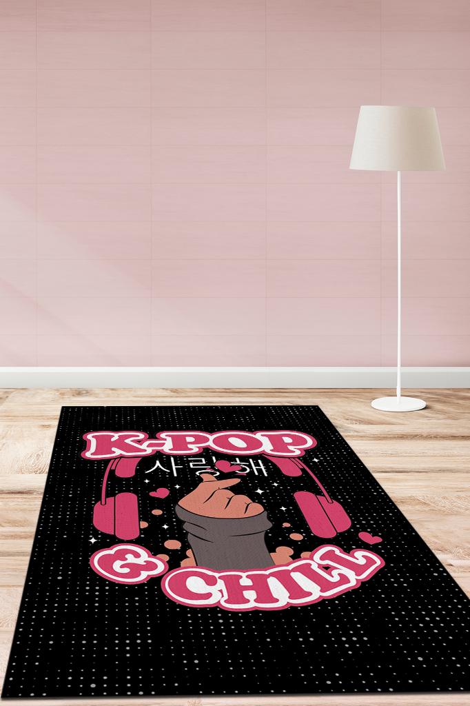 K-pop Rahatlığı Siyah Renkli Genç Odası Halısı Dokuma Kpop Sever Halı Modern Hediyelik Halı