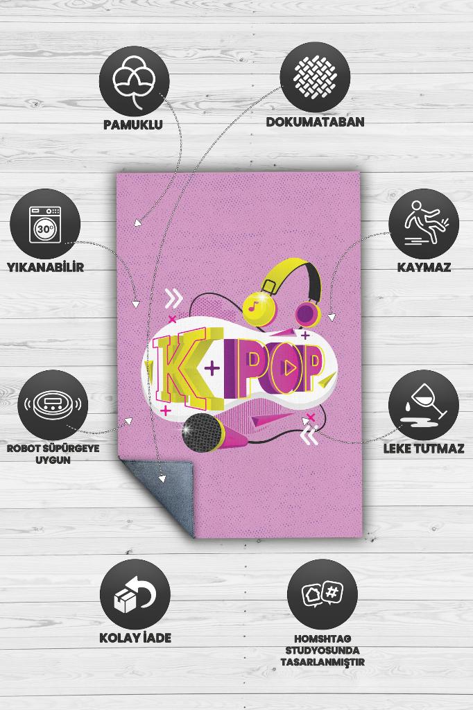 K-pop Yıldızı Pmebe Renkli Halı Kpop Sever Halısı Hediyelik Halı Çok Renkli Genç Halısı