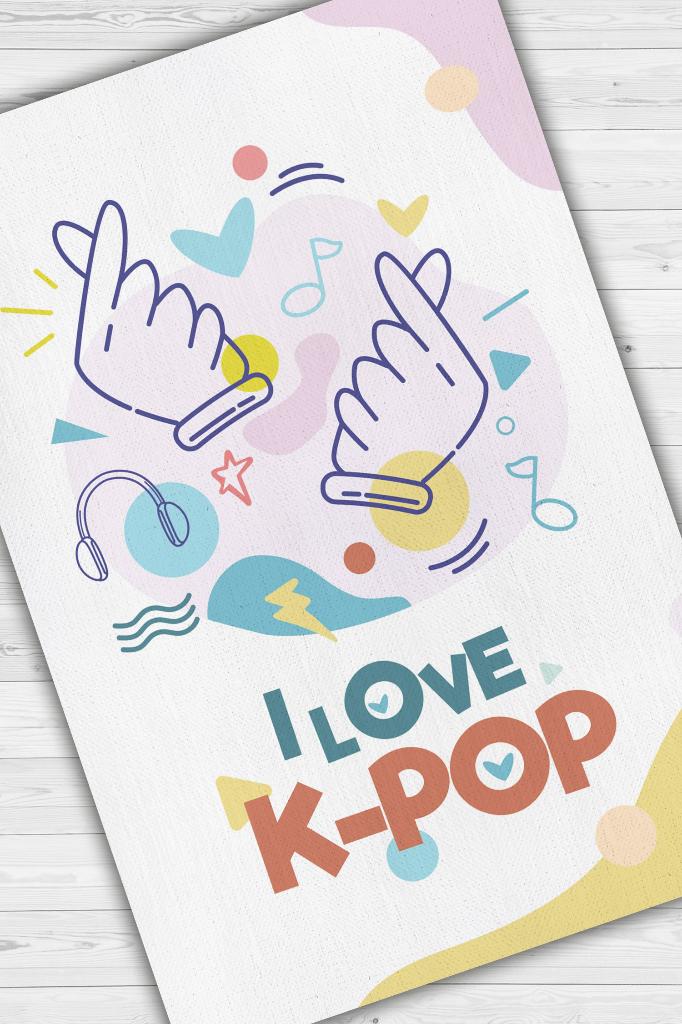 K-popu Seviyorum Açık Renkli Halı Genç Kız Odası Halısı Modern Kpop Sever Hediyelik Halı