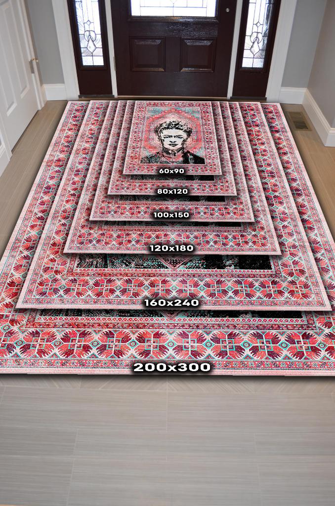 Kahlo Sanat Sever Halısı Çok Renkli Halı Tablo Temalı Halı Sanat Halısı Etnik Desenli Halı