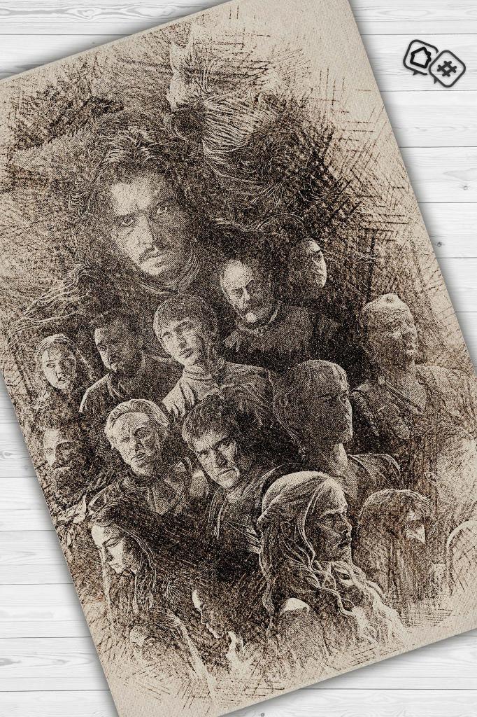 Kahramanlar Film Desenli Halı Game Of Thrones Film Halısı Bej Renk Dokulu Film Serisi Halı