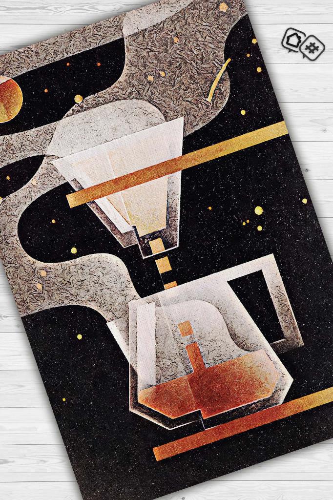 Kahve Evreni Geometrik Kahve Sever Halısı Siyah Renkli Mutfak Halısı Dekoratif Salon Halısı
