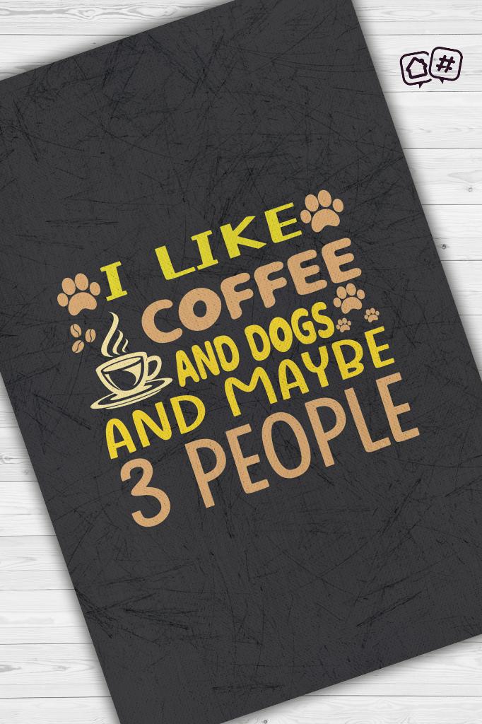 Kahvem ve Köpeğim Siyah Renkli Halı Modern Salon Halısı Köpek Figürlü Oturma Halısı