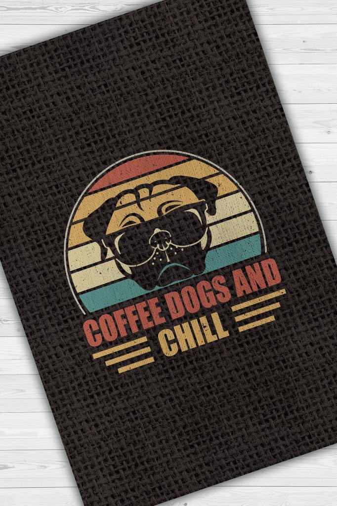 Kahven ve Köpeğinle Rahatla Kahverengi Halı Dekoratif Köpekli Halı Dokulu Salon Halısı