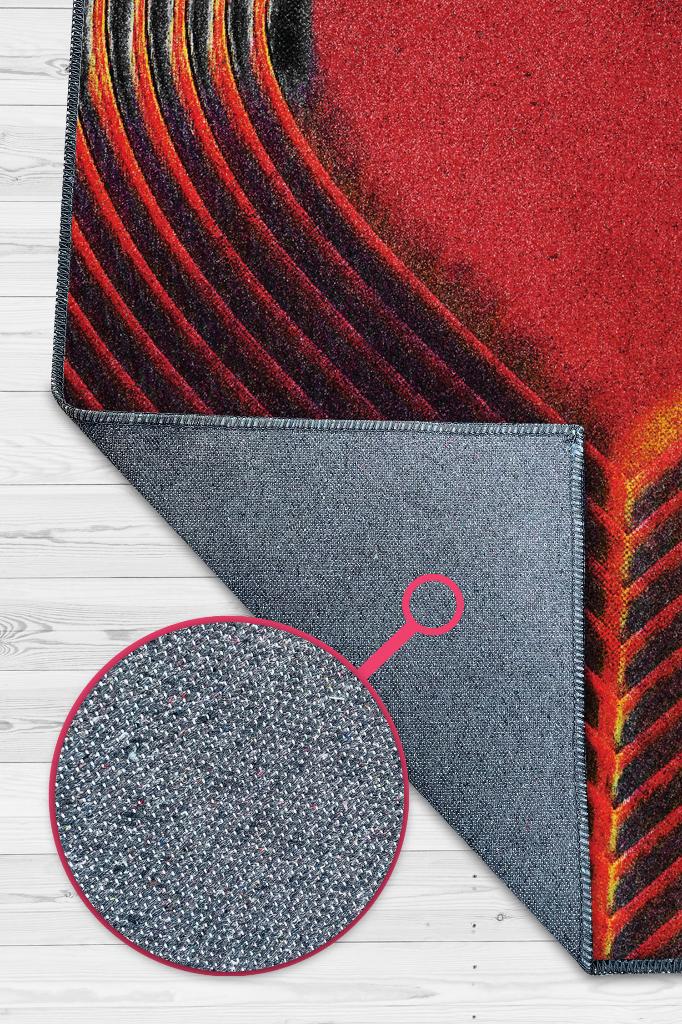 Kalbin Ritmi Kırmızı Renkli Halı Geometrik Salon Halısı Aşk Temalı Oturma Odası Halısı