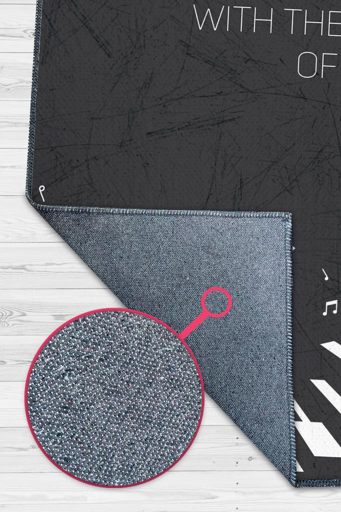 Kalbinin Ritmiyle Yürü Siyah Renkli Müzik Sever Halısı Art Müzik Halısı Piyanist Halısı