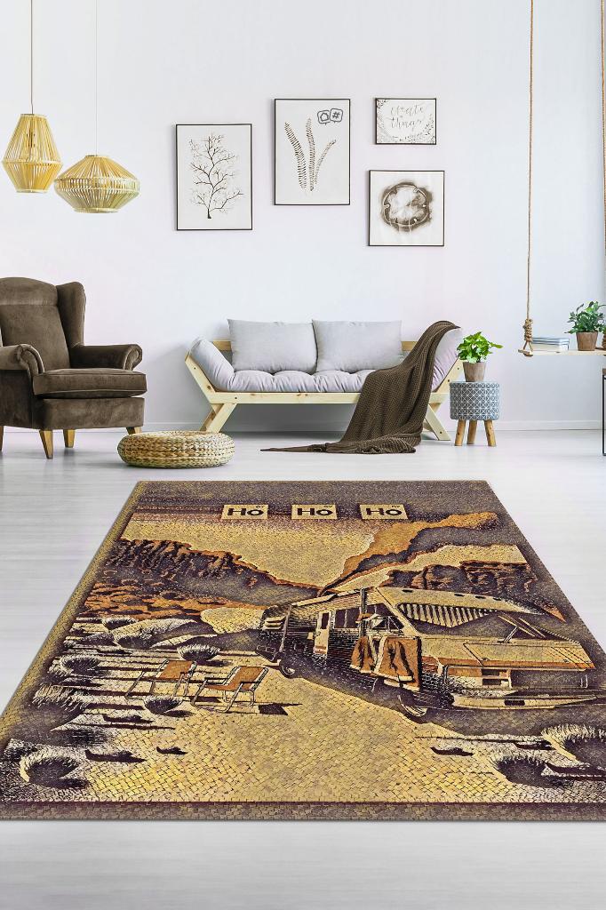 Karavan Film Desenli Halı Breaking Bad Film Halısı Renkli Dokulu Film Serisi Halısı