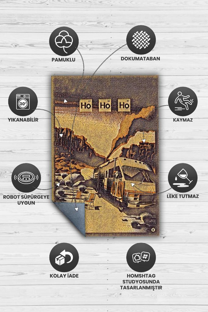Karavan Film Desenli Halı Breaking Bad Film Halısı Renkli Dokulu Film Serisi Halısı