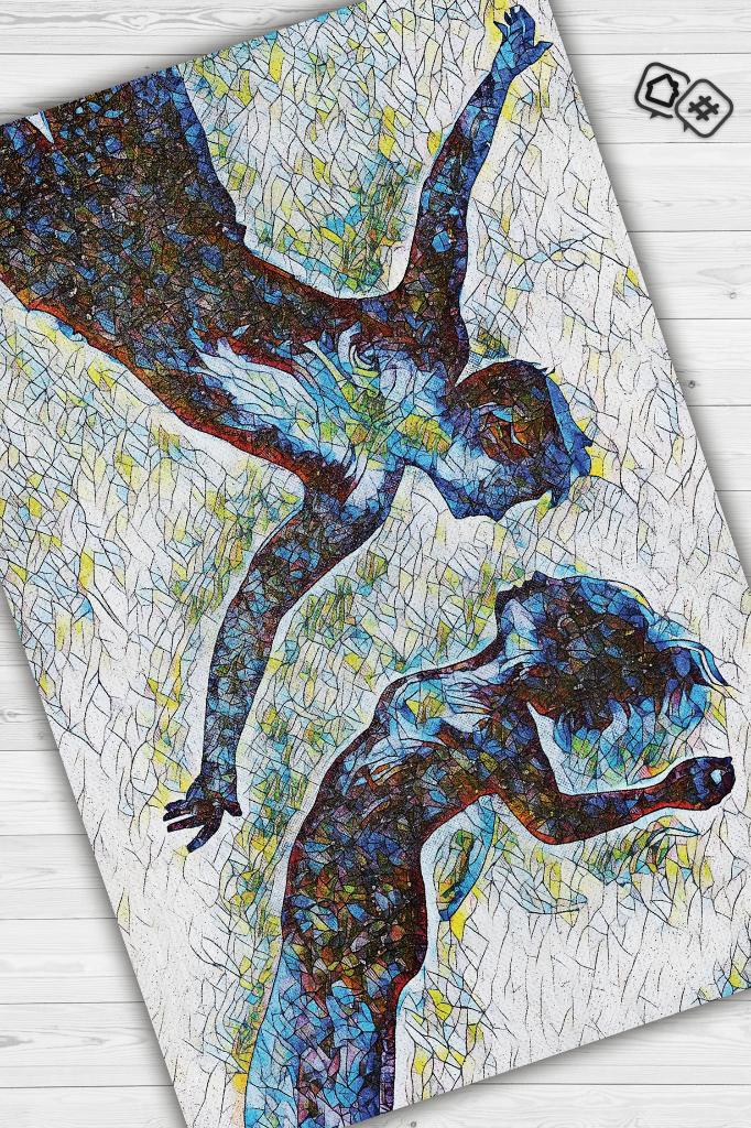 Kavuşma Geometrik Desenli Salon Halısı Çok Renkli Sevgi Halısı Aşk Temalı Sevgili Halısı