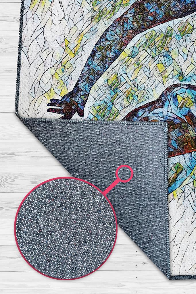 Kavuşma Geometrik Desenli Salon Halısı Çok Renkli Sevgi Halısı Aşk Temalı Sevgili Halısı