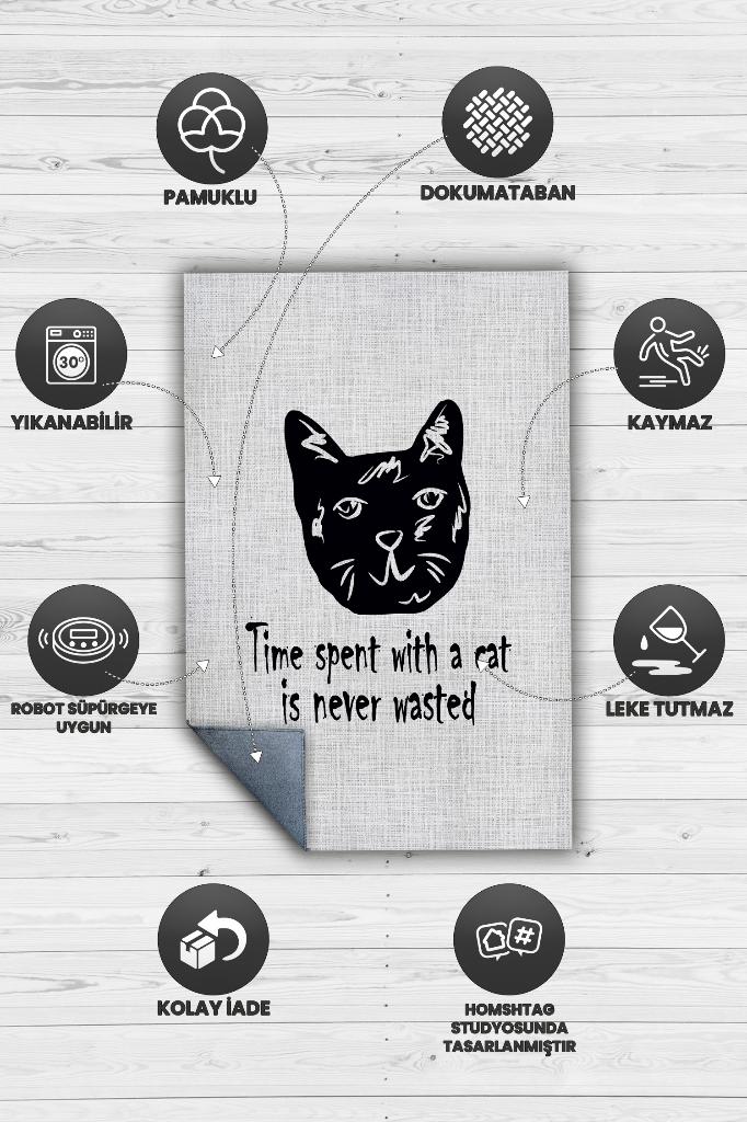 Kedimle Zaman Açık Gri Halı Düz Renk Kedi Sever Halı Sade Salon Halısı Açık Renk Halı