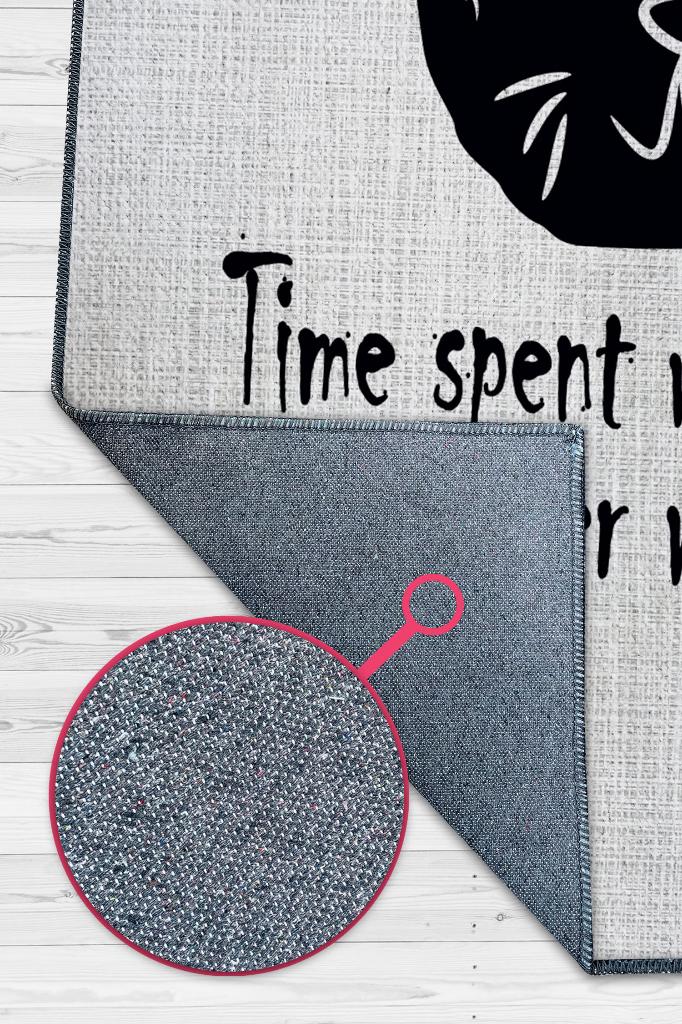 Kedimle Zaman Açık Gri Halı Düz Renk Kedi Sever Halı Sade Salon Halısı Açık Renk Halı