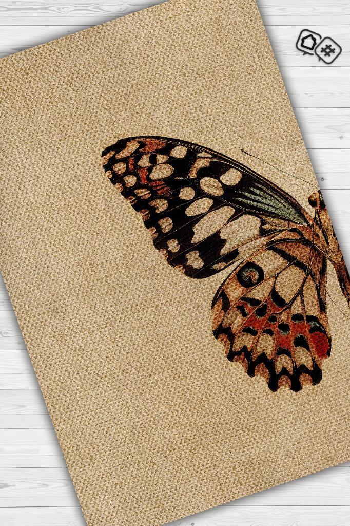 Homshtag Kelebek Kanadı Dokuma Tabanlı Bej Renkli Sade Halı Hayvan Baskı Düz Renkli Mutfak Halısı