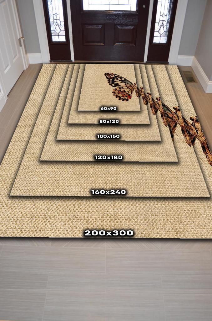 Homshtag Kelebek Kanadı Dokuma Tabanlı Bej Renkli Sade Halı Hayvan Baskı Düz Renkli Mutfak Halısı