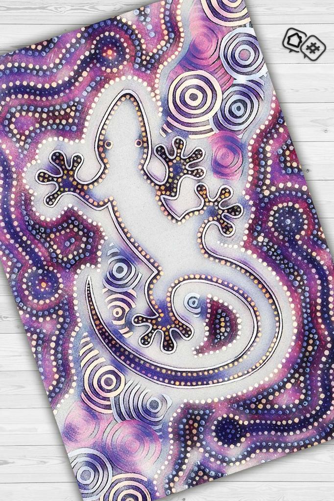 Kertenkele Temalı Modern Salon Halısı Etnik Desenli Halı Çok Renkli Oturma Odası Halısı