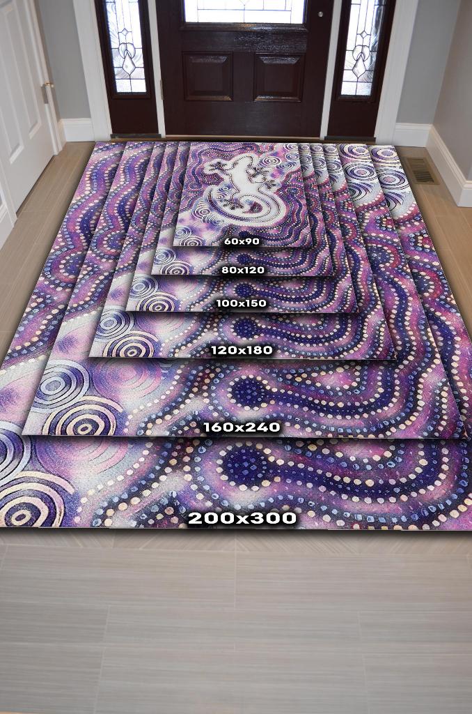 Kertenkele Temalı Modern Salon Halısı Etnik Desenli Halı Çok Renkli Oturma Odası Halısı