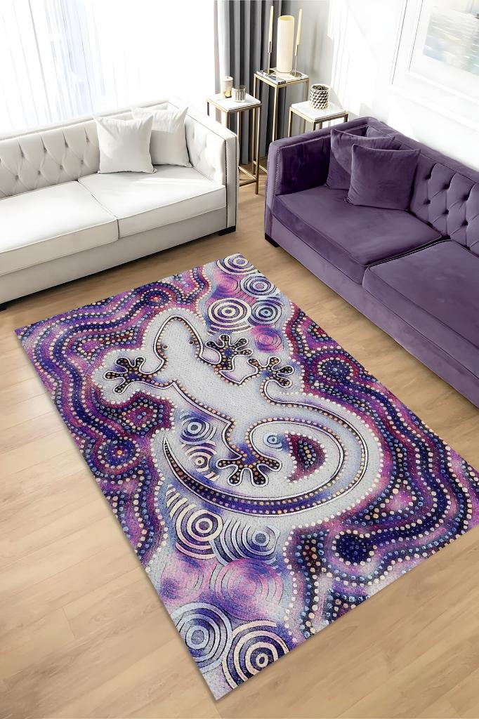 Kertenkele Temalı Modern Salon Halısı Etnik Desenli Halı Çok Renkli Oturma Odası Halısı