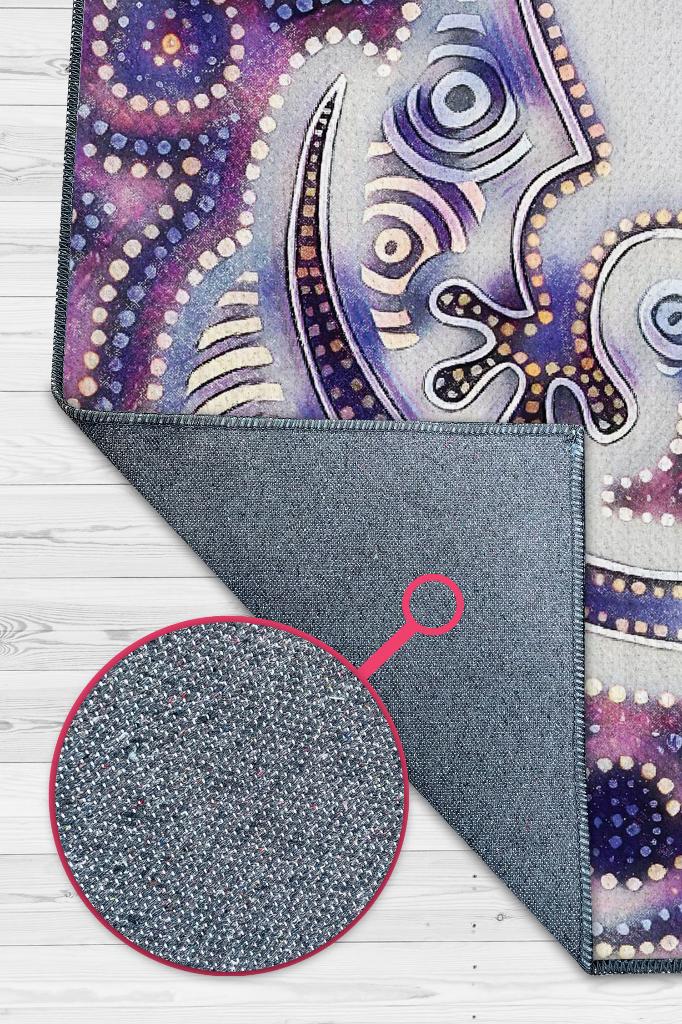 Kertenkele Temalı Modern Salon Halısı Etnik Desenli Halı Çok Renkli Oturma Odası Halısı