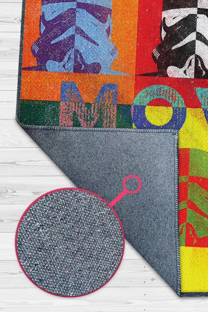 Kıpırdama Film Halısı Star Wars Temalı Film Halısı Çok Renkli Star Wars Filmi Halısı