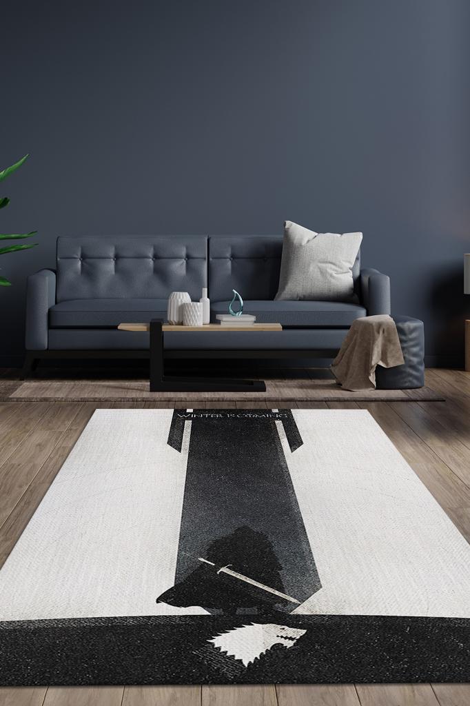 Kış Geliyor Film Desenli Halı Game Of Thrones Film Halısı Açık Renk Dokulu Film Serisi Halı