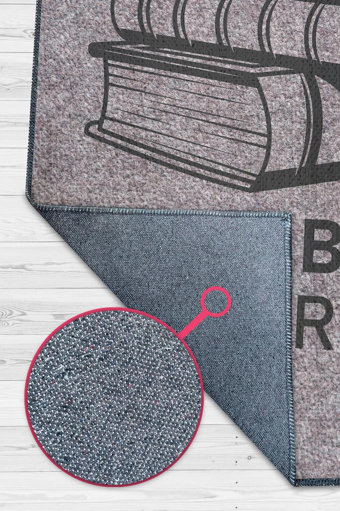 Kitap Oku Halı Değil Gri Renkli Kitap Sever Halısı Okuma Sever Çalışma Odası Halısı