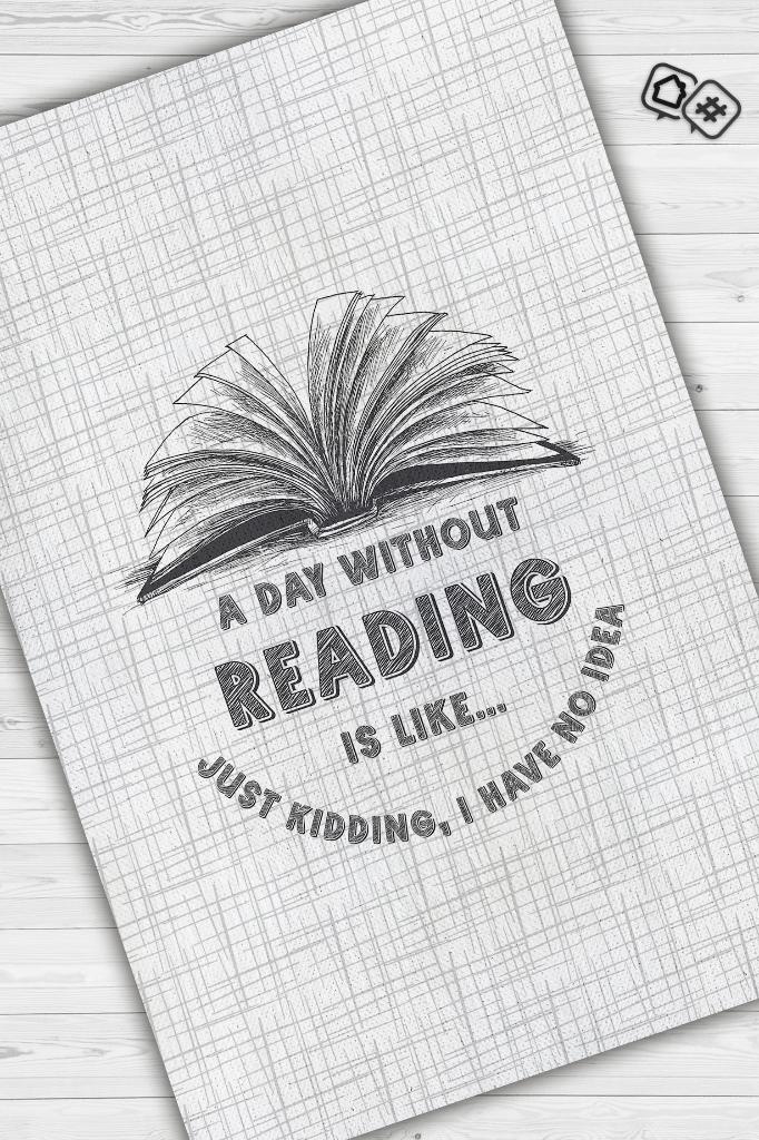 Kitapsız Gün Düşünemem Beyaz Renkli Kitap Sever Halısı Okuma Sever Çalışma Odası Halısı