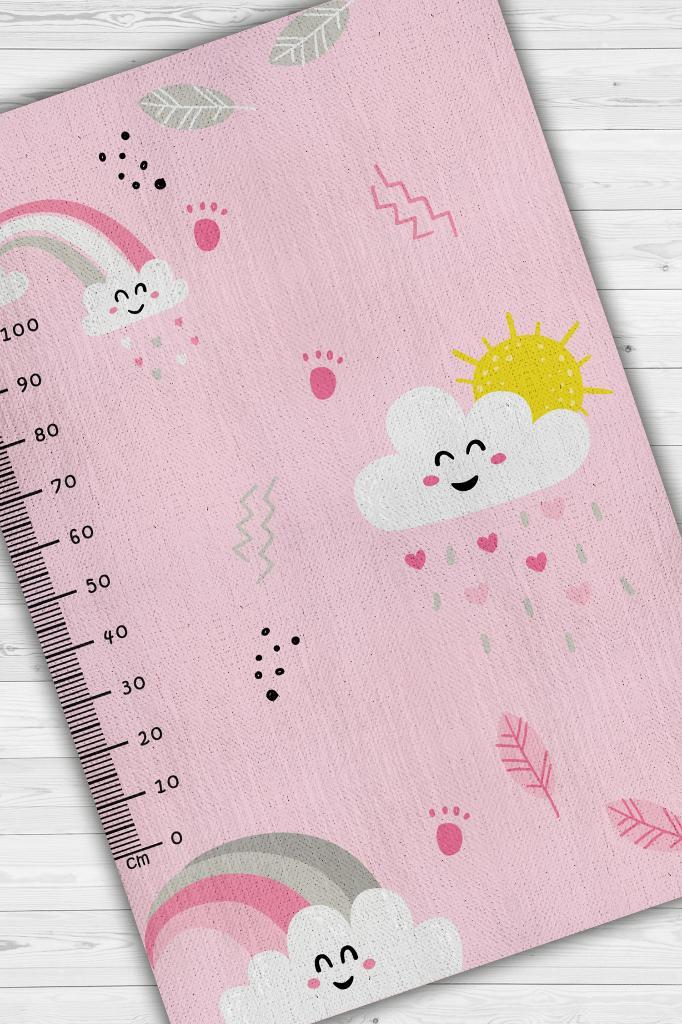 Kızım Büyüyor Metreli Pembe Renkli Çocuk Odası Halısı Minimal Çocuk Halıs Bebek Temalı Halı