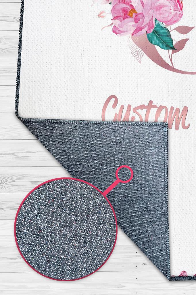 Kızımın İsmi Kişiye Özel Kişiselleştirilebilir Dokuma Tabanlı Yıkanabilir Dekoratif Ev Halısı