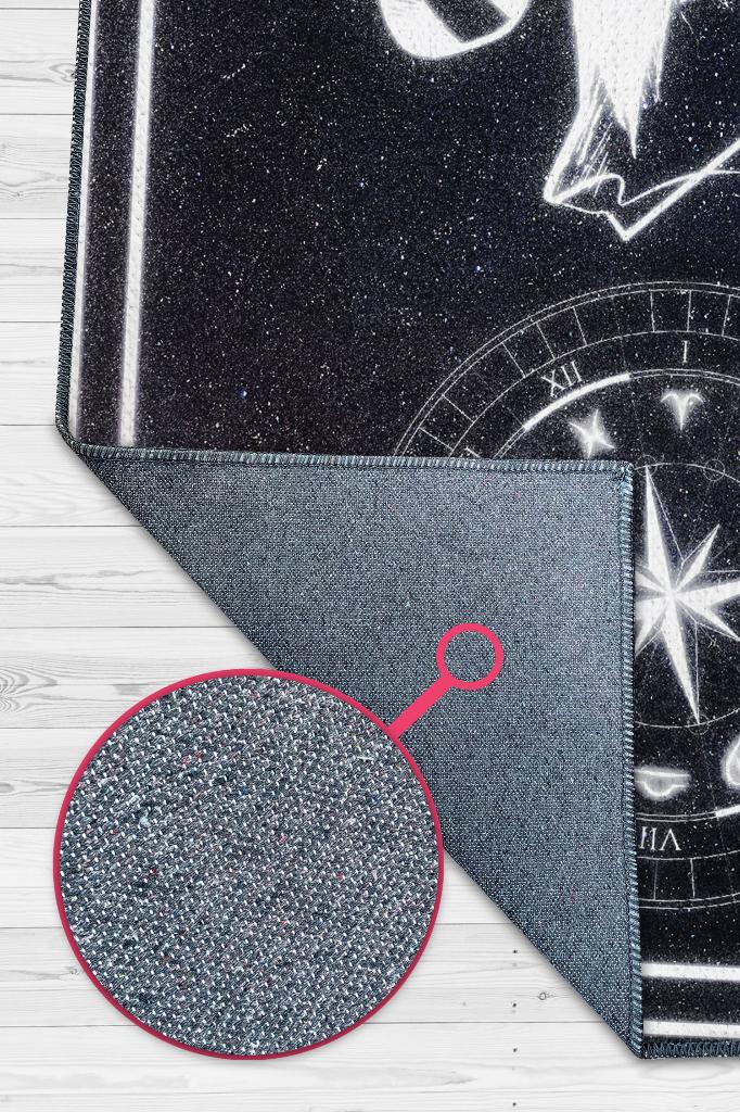 Koç Burcu Astroloji Temalı Halı Burç Halısı Koç Burcuna Hediyelik Halı Siyah Renkli Halı