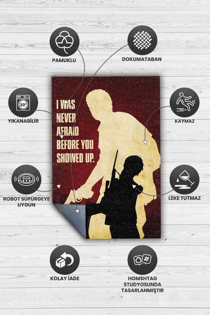 Korkmuyordum Çok Renkli Oyuncu Halısı Zemini Kırmızı Gamer Temalı Last Of Us Sever Halısı