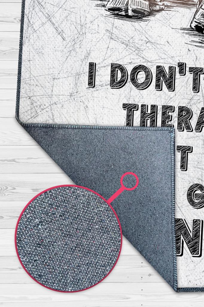 Koşmak Benim Terapim Pamuklu Dokuma Tabanlı Yıkanabilir Kaymaz Dekoratif Spor Sever Halısı