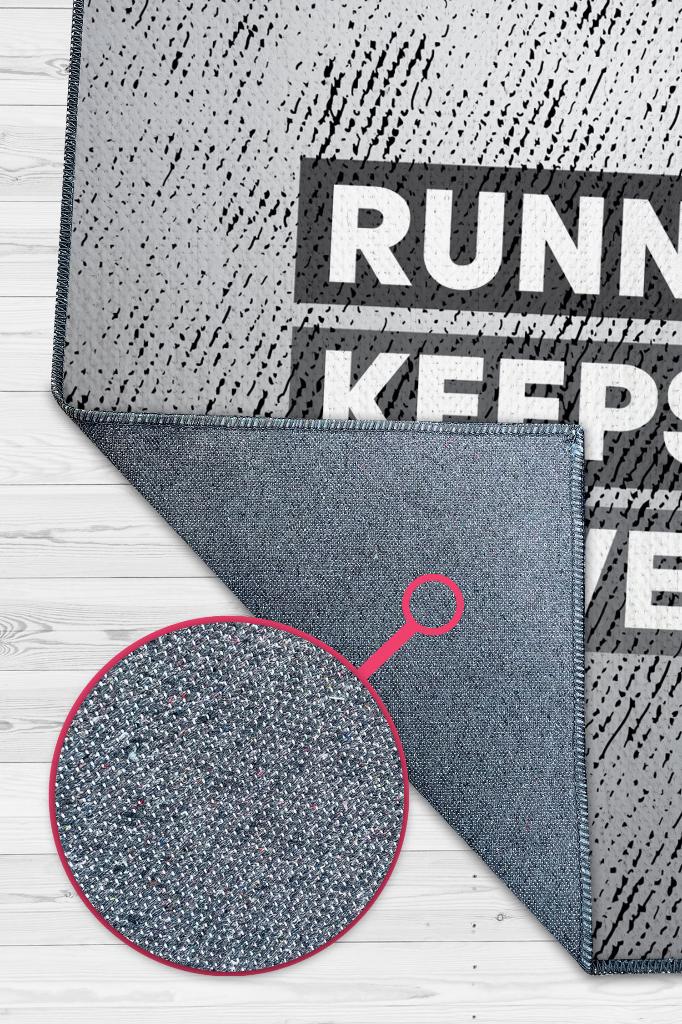 Koşmak Mutlu Eder Gri Renkli Halı Spor Sever Halısı Spor Severler Tasarım Hediyelik Halı