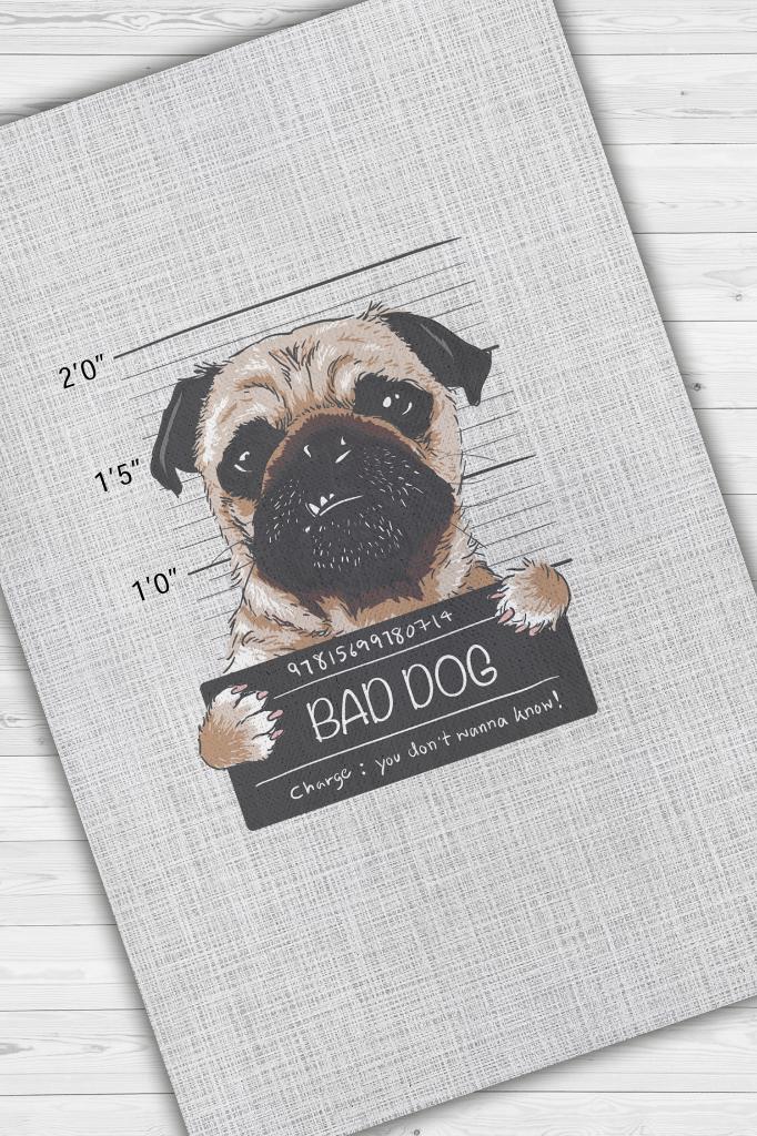 Kötü Köpek Gri Renkli Halı Sade Halı Esprili Genç Odası Halısı Köpek Sever Halısı