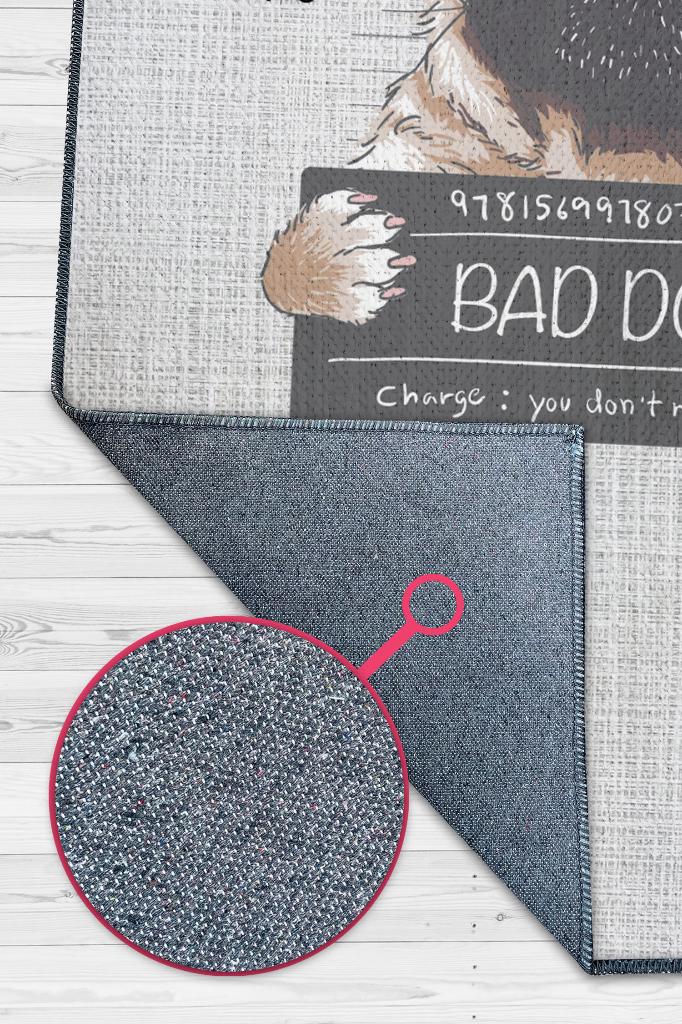 Kötü Köpek Gri Renkli Halı Sade Halı Esprili Genç Odası Halısı Köpek Sever Halısı