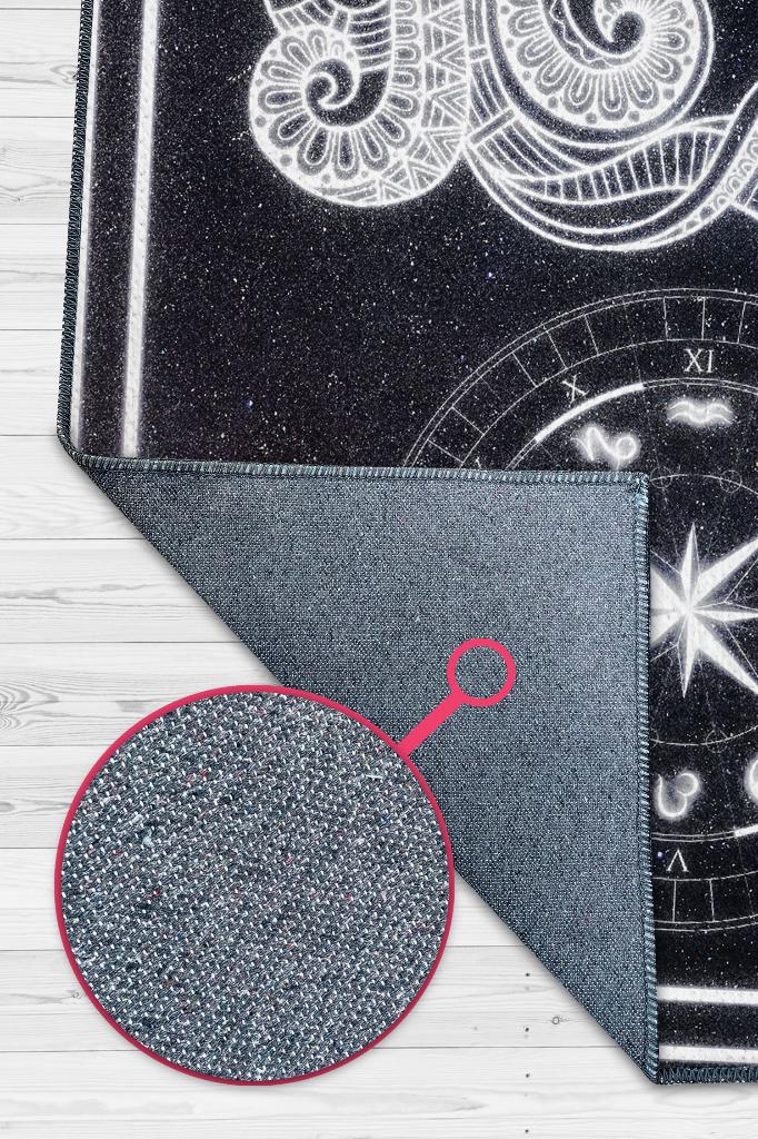 Kova Burcu Astroloji Temalı Halı Burç Halısı Kova Burcuna Hediyelik Halı Siyah Renk Halı