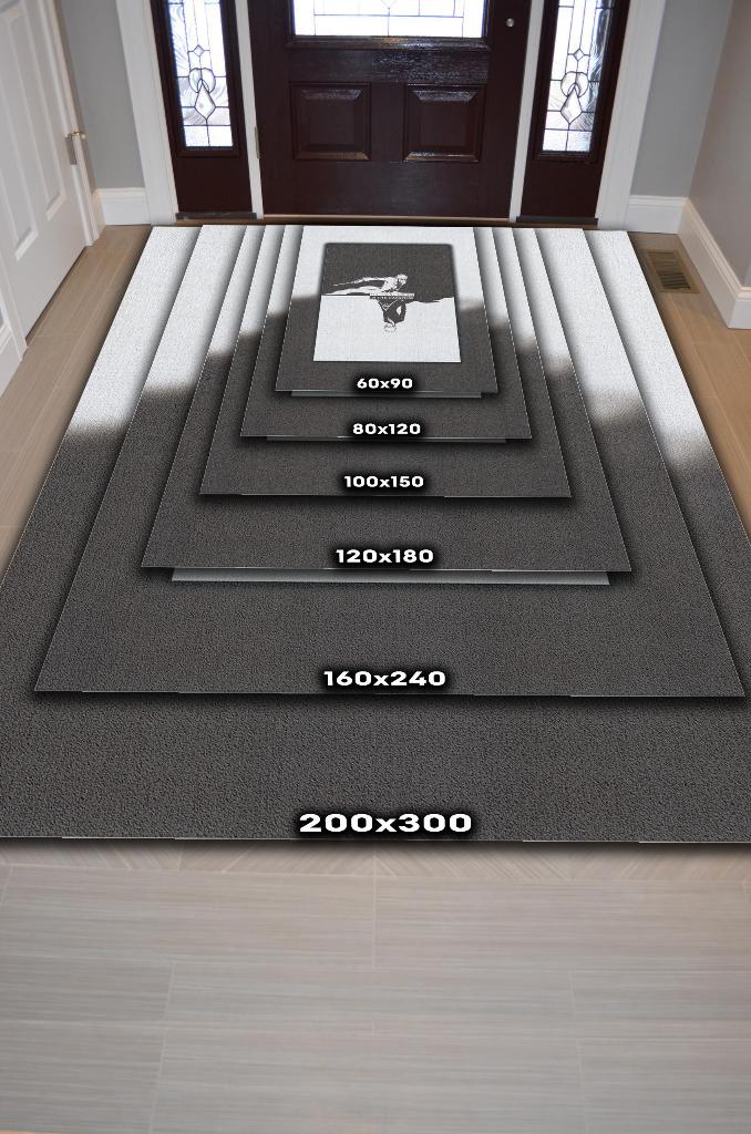 Karanlığa Doğdu Siyah Beyaz Halı Modern Anime Halısı Dekoratif Anime Fiğürlü Hediyelik Halı